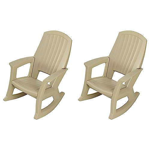 Semco Rockaway Heavy Duty All Weather Rocking Chair, Tan, 2 Pack