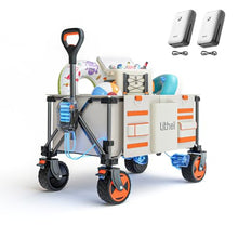 Litheli Electric Wagon Cart with 2 Batteries, All-Terrain Wheels & Variable Speed | 150L Capacity, 450 lbs Heavy-Duty Utility Wagon for Camping Beach Garden Shopping, Beige