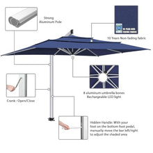 EliteShade USA Atlas 3-Tier 10x13FT Full Aluminum Cantilever Patio Umbrella for Outdoor Restaurant Garden Courtyard Deck Pool and Marketing with Light (No battery), Navy Blue