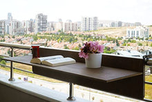 Balcony Bar Table for Railings, Outdoor Folding Deck Rail Table for Patio, Balcony Hanging Desk for Many Railings Compatible, Wooden Bar Serving Table for Porch (Walnut, XL: 47.3 x 11.8 inches)