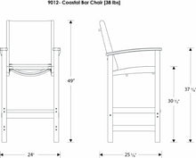 Polywood 9012-SA901 Coastal Bar Chair, Sand/White Sling