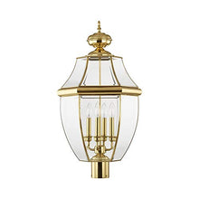 Livex Outdoor Post Light with Clear Beveled Glass Shades Polished Brass
