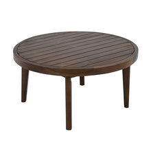 Merax Outdoor Loveseat and Coffee Table Set, Acacia Wood Frame with Rope Detail, Water-Repellent Beige Cushions for Patio Backyard Deck, Dark Brown