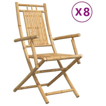 LKJVFCPW Set of 8 Foldable Garden Chairs, Bamboo Outdoor Patio Dining Chairs, Portable Lightweight Weather-Resistant Seating for Backyard Deck Lawn, Brown