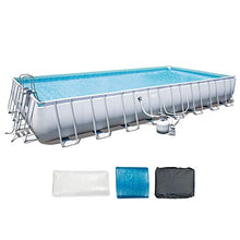 Bestway Power Steel Rectangular Above Ground Swimming Pool Set Gray