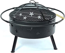 Garden Fire Pit Portable Grill Barbecue Rack Fire Pit Grill Wood Burning - 28 Inch Large Bonfire Patio Backyard Firepit Large for with Round Spark with Cover BBQ Cooking for Camping Backyard
