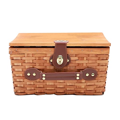 GTFDXJ Willow Picnic Basket Set with Cutlery for 2 People 33X27x19cm