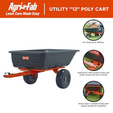 Agri-Fab Tow Behind Poly Dump Swivel Cart for Lawn Tractors and Mowers, 700 lb Capacity, 12 Cu Ft Utility Trailer