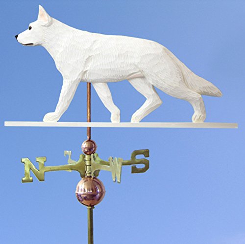 German Shepherd Hand Carved & Painted Weathervane White, 32 Inch (+$155.00), No