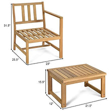 DUYHBAWRS 3 PCS Patio Table Chairs Set Solid Wood Thick Cushion Sectional Garden Furniture