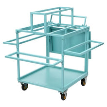 WoopJeem Flower Stand Cart, Moving Florist Bouquet Shelf with 18 Buckets, Heavy Duty Rolling Flowers Display Rack, Metal Flower Bar Stand for Gardens, Balcony, Exhibition, Farm, Shop (Blue)