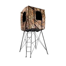 MUDDY 12 Foot Quad Pod Ladder Stand with 57" Platform and Hunting Blind, Epic Camo Multi