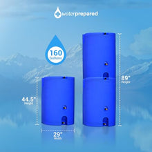 WaterPrepared 160 Gallon Stackable Utility Water Tank, Blue