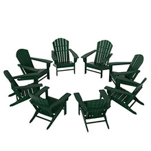 WO Home Furniture Set of 8pcs HDPE Adirondack Chairs, Traditional Loungers, Retro Poly Seat, All Weather Resistant for Patio, Outdoor, Balcony, Backyard, Lawn, Patio, Pool, Deck, Dark Green