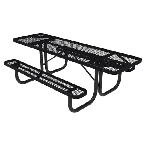 COATEDOUTDOORFURNITURE 8Ft Rect Picnic Table, Expanded, Black, 2-Side ADA