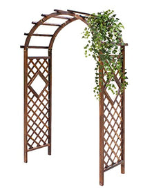 Garden Arch Rose Arbor Trellis Wooden Pergola Archway for Various Climbing Plant Wedding Garden Arch Bridal Party Decoration Arbors, Natural Fir Wood, Brown/White, 4x6.9ft, 4.6x7.4ft