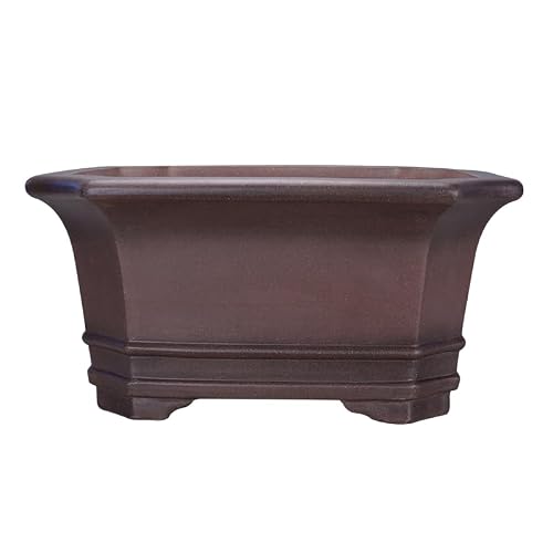 XUNTING Indoor Planters Purple Sand Retro Handmade 70cm Square deep Pot Gardening Green Plant Bonsai Container Succulent pots(A,Small)