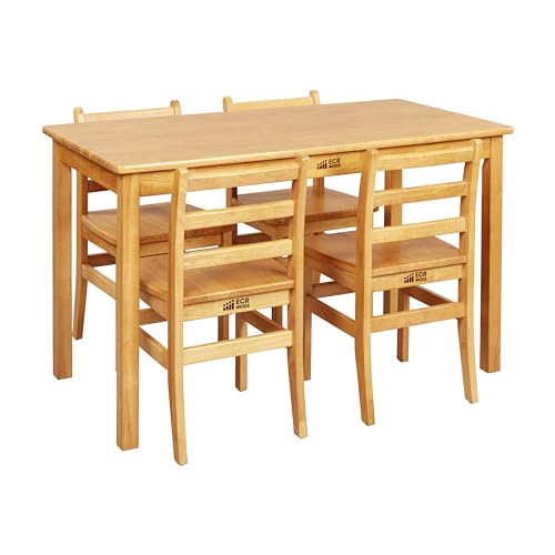 ECR4Kids Rectangular Hardwood Table Set with Chairs Honey