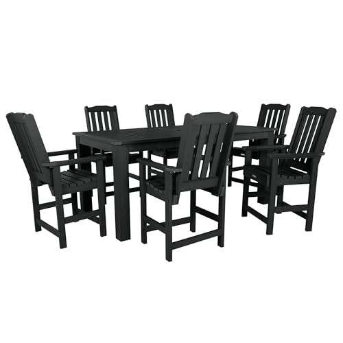 highwood AD-ST7LH2CO5BA-BKE Lehigh 7pc Rectangular Counter Height Dining Set 84" x 42", Black