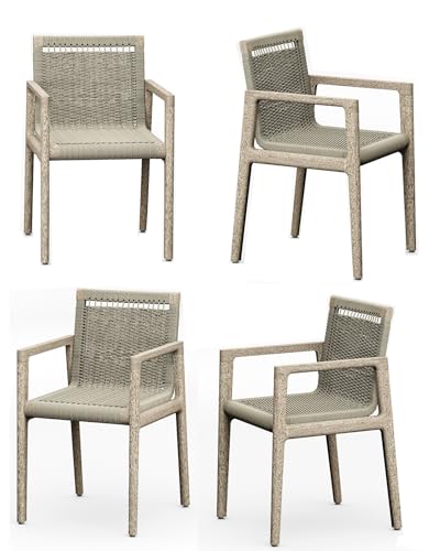 WholesaleTeak Qty 4 - Grade-A Teak Wood Luxurious Solo/Single SEMA Weathered Teak Arm Chairs #16SeAA
