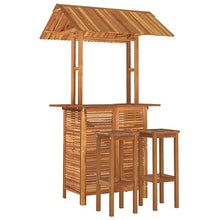 HEFZGDB 3 Piece Patio Bar Set Solid Wood Acacia Porch Furniture Patio Table and Chairs Set Outdoor Patio Set Suitable for Lawn, Garden, Poolside.