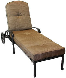 theWorldofpatio Nassau Cast Aluminum Powder Coated Set of 2 Single Chaise Lounge with Sesame Seat Cushions - Antique Bronze