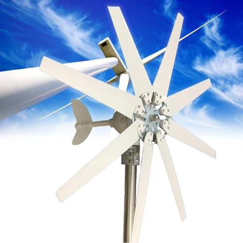 Fablestoryem 12000W Wind Turbine Generator Kit,Wind Mill Generator with 8 Blade,12V 24V 48V, Wind Mill Generator with Solar Wind Hybrid Controller,Medium Windmill Household Small,12V