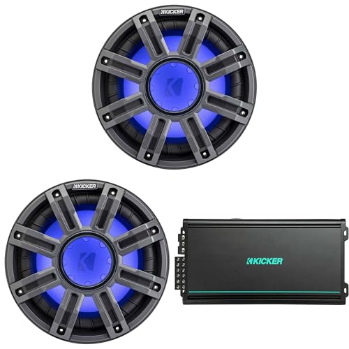 KICKER 10-Inch Premium Marine Subwoofer & 48KMA6006 Marine Amp Bundle