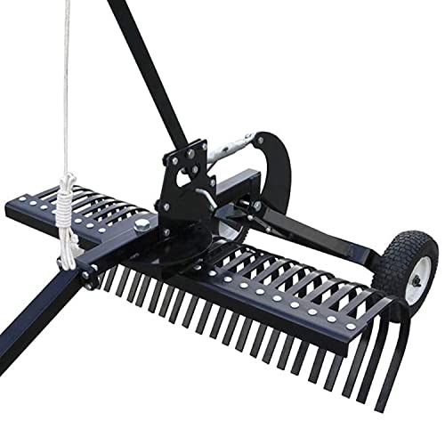 Yard Tuff Landscape Lawn Rake Attachment with Heat Treated Tines for UTVs, ATVs & Utility Tractors Black