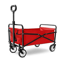 PUCNHZYNW Handcart, Folding Garden Trolley Cart Heavy Duty Wagon Multi-Function Shopping Cart for Outdoor Camping Beach Supermarket Pull Truck with 4 Wheels, Load 60Kg/Black