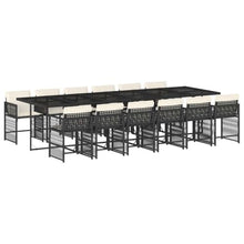 LKJephalotrope 13-Piece Garden Dining Set, Large Rectangular Tempered Glass Table with 12 Rattan Chairs, Outdoor Patio Furniture for Family Gatherings and Backyard Meals, Black