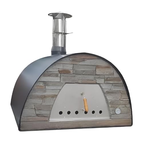 Authentic Pizza Ovens Maximus Prime Arena Portable Wood-Fired Pizza Oven Black, Handmade in Portugal, Stainless Steel Chimney, Pizza Peel, Thermometer, Extra Floor Tile & Baking Dish Included