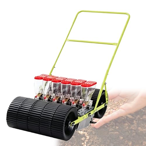 Pfps Vegetable Precision Seeder, Manual Hand Push Planter for Tomato, Onion, Zucchini, 2-10mm Seed Applicator, Walk-Behind Design for Terraced and Hillside Gardens 6row