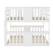 Harper & Bright Designs Full Over Full Low Bunk Bed with Ladder White