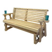 Amish Casual Heavy Duty 800 Lb Roll Back Pressure Treated Porch Glider with Cupholders (5 Foot, Unfinished)