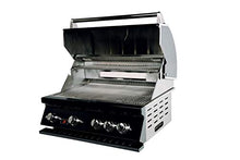 Bonfire 34-inch 4 Burner Built-in Propane Gas Grill with Infrared Rotisserie Burner, Blue LED lights and Free Cover, Black 304 Stainless Steel, CBB4-B-LP