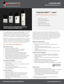 Morningstar Tristar MPPT 600V Solar Charge Controller w/ Disconnect Box