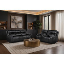 Global Furniture U8880 Leather Power Reclining Loveseat w/Cooler in Black