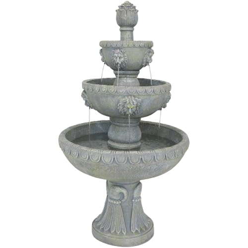 Sunnydaze 53" 3-Tier Mediterranean Outdoor Water Fountain, Electric Pump