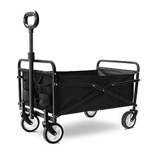 PUCNHZYNW Handcart, Folding Garden Trolley Cart Heavy Duty Wagon Multi-Function Portable Shopping Cart for Outdoor Camping Beach Photography Pull Truck with 4 Wheels, Load：60Kg/Tin Blue