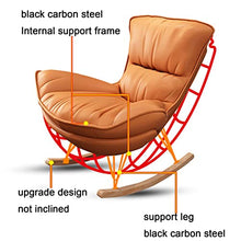 TXGJWRA Upholstered Rocking Chair with Ottoman, Steel Frame Rocker Chair with Wood Base, Padded Seat for Living Room Balcony Porch, Support 160Kg,