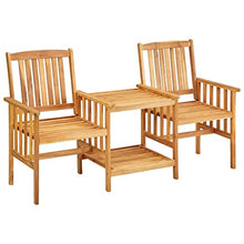 Molumvel Outdoor Bistro Set with Coffee Table and Cushioned Chairs, Solid Acacia Wood Furniture for Patio, Garden, Balcony, Deck, Cream