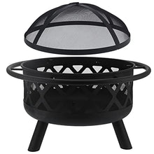 SLGGPJBU Round Wrought Iron Fire Pit Wood Burning Fire Pit Fireplace for Outdoor Patio Backyard Firepit
