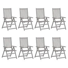 KDACVBMG Patio Reclining Chairs with Cushions 8 pcs Gray Acacia Wood