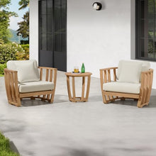 Alaterre Furniture Orris 3 Piece Outdoor Patio Furniture Set - Weather-Resistant Eucalyptus Wood Patio Table and Chairs Set of 2 - Modern Outside Furniture Set for Porch, Deck, or Poolside (Natural)