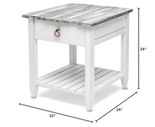 Sea Wind Florida Picket Fence Wood End Table with Drawer in White/Gray