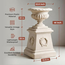 20" H Large Plastic Roman Urn Planter with 28" Tall Decorative Pedestal