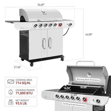 Royal Gourmet SG6002R 6-Burner Propane Gas Grill with Side Burner, Silver