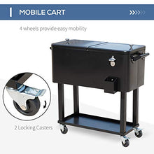Kaimei 80 Quart Rolling Cooler Cart on Wheels, Outdoor Stand Up Ice Chest with Bottle Opener, Drain Plug, Black