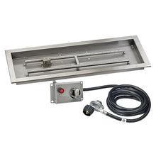 American Fire Products | 30" x 10" Rectangular Drop-in Fire Pit Pan with Electric Ignition System Kit, CSA | Stainless Steel, Use in Outdoor Fire Pit | for Natural Gas or Propane Fires